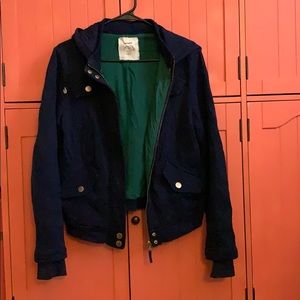 Anthropologie navy with green lining jacket
